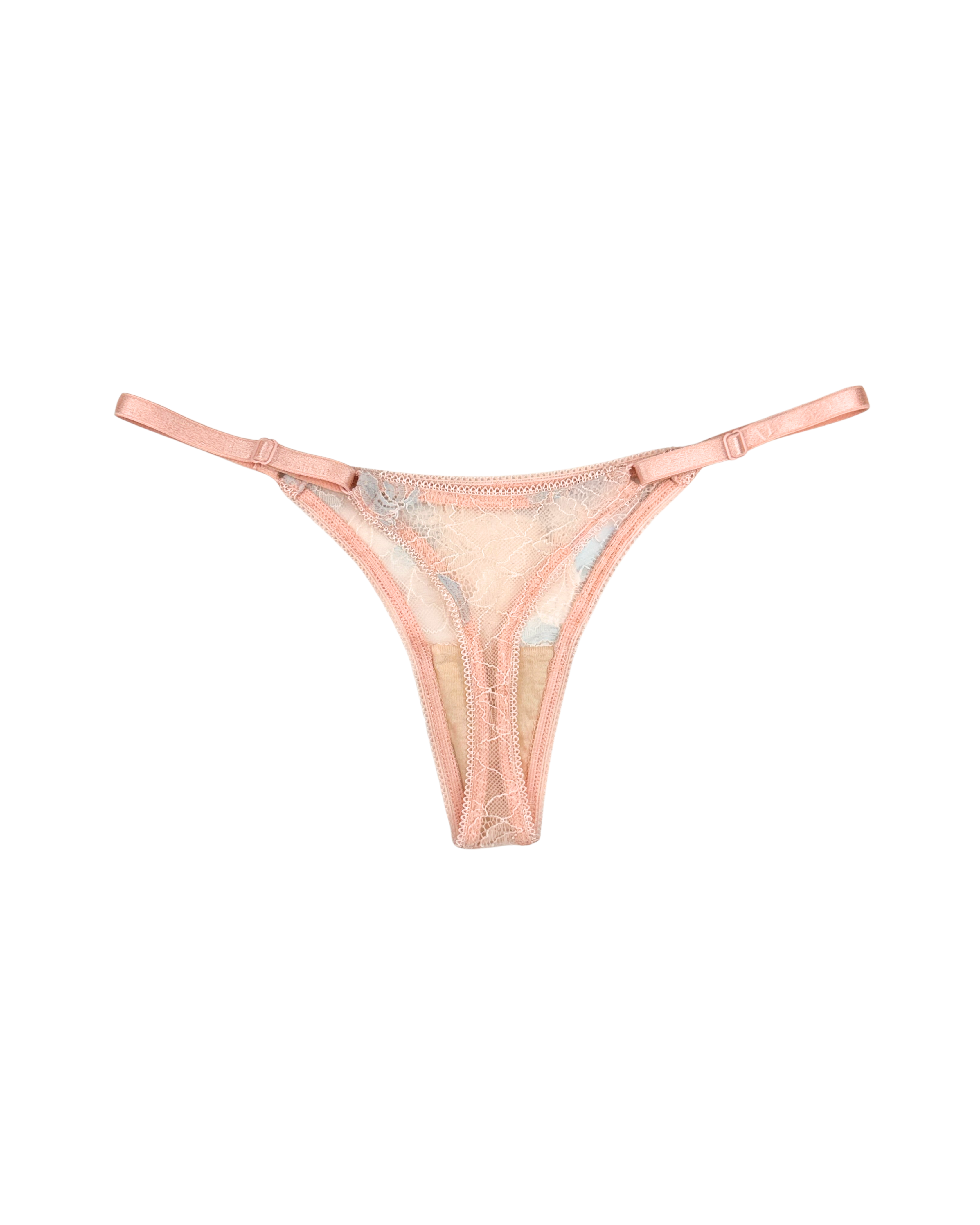 Lace Thong with Adjustable Straps – Pink