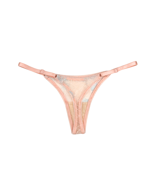 Lace Thong with Adjustable Straps – Pink