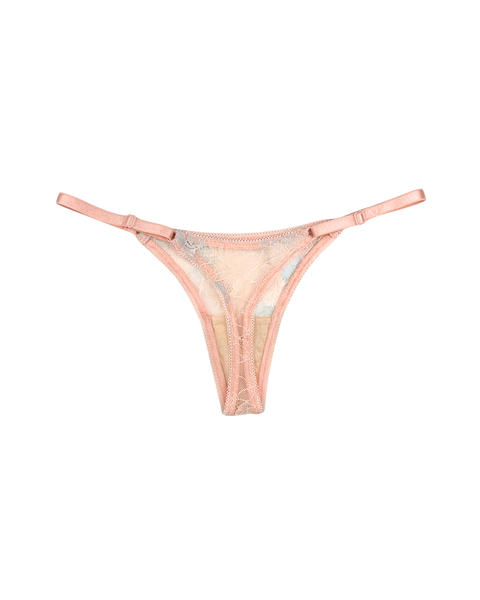 Lace Thong with Adjustable Straps – Pink