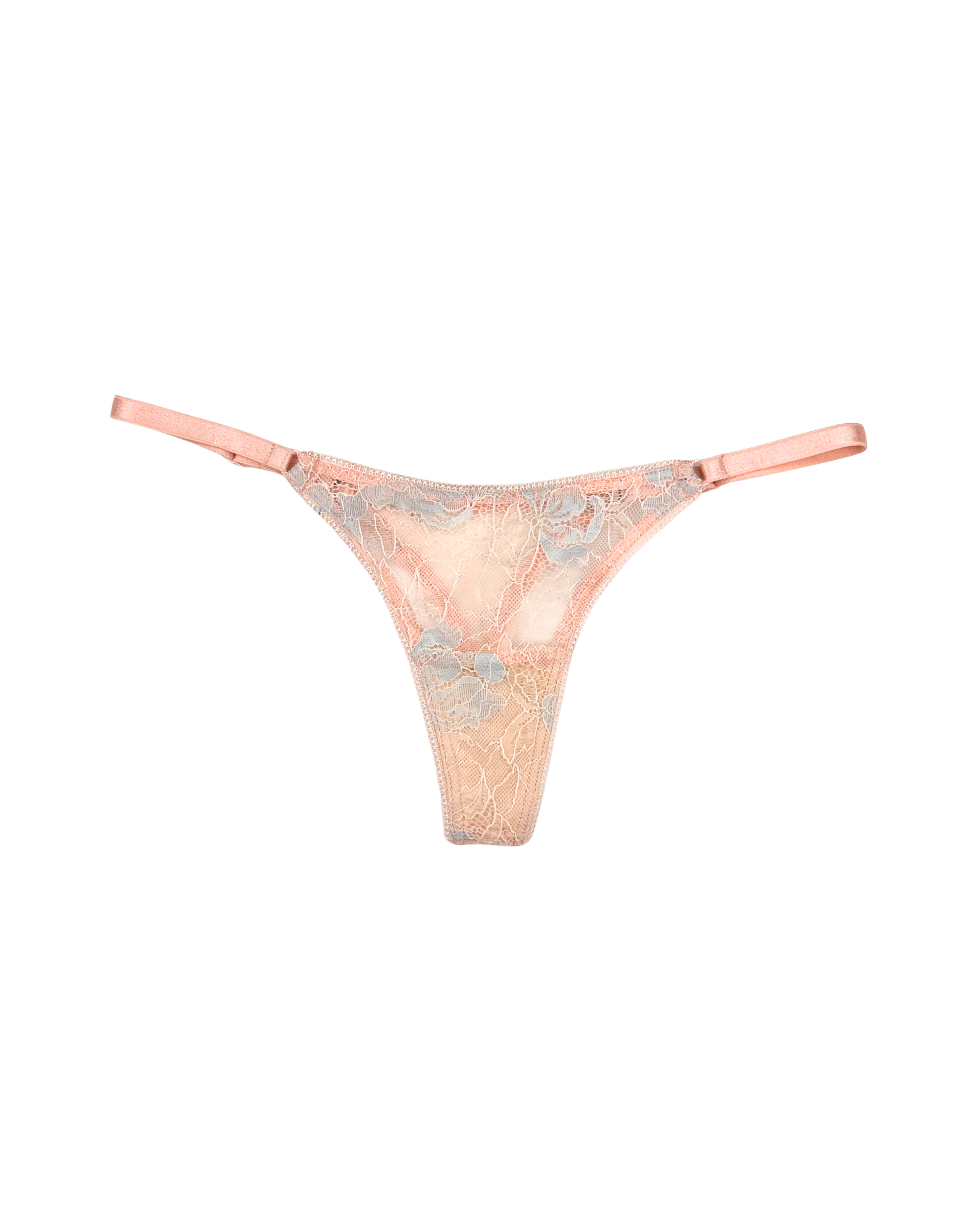 Lace Thong with Adjustable Straps – Pink
