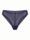 High-Waist Mesh Brazilian Panties Bianca – Navy