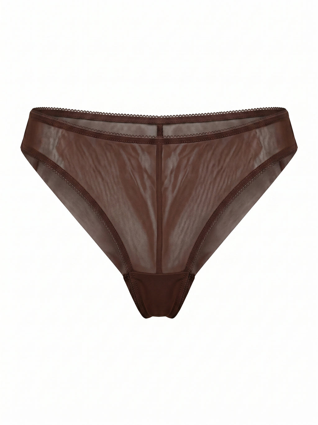 High-Waist Mesh Brazilian Panties Bianca – Dark brown