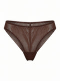 High-Waist Mesh Brazilian Panties Bianca – Dark brown