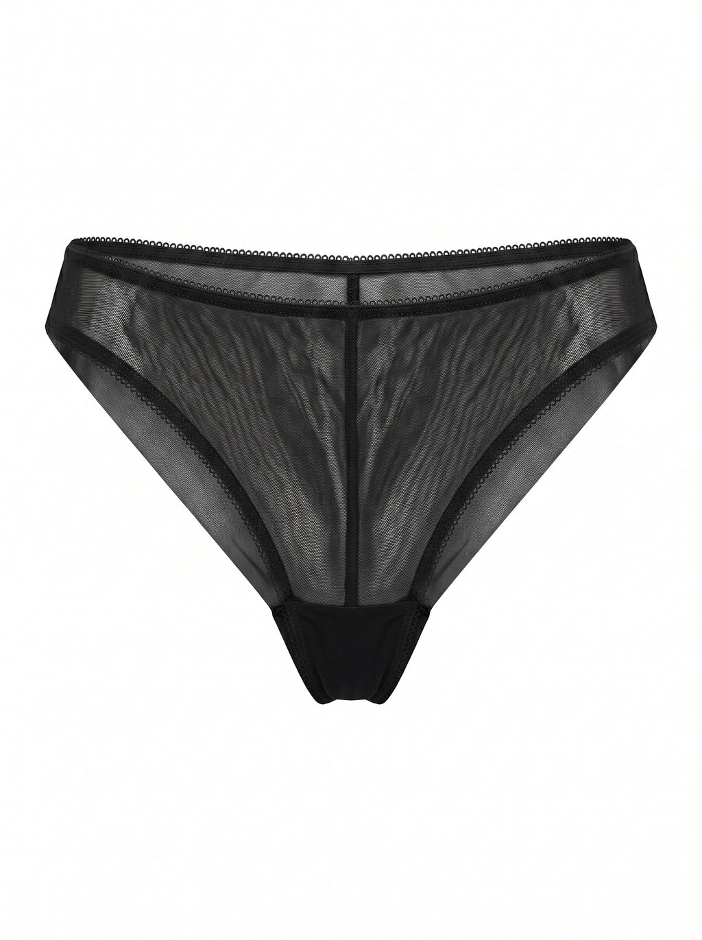 High-Waist Mesh Brazilian Panties Bianca – Black