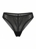 High-Waist Mesh Brazilian Panties Bianca – Black