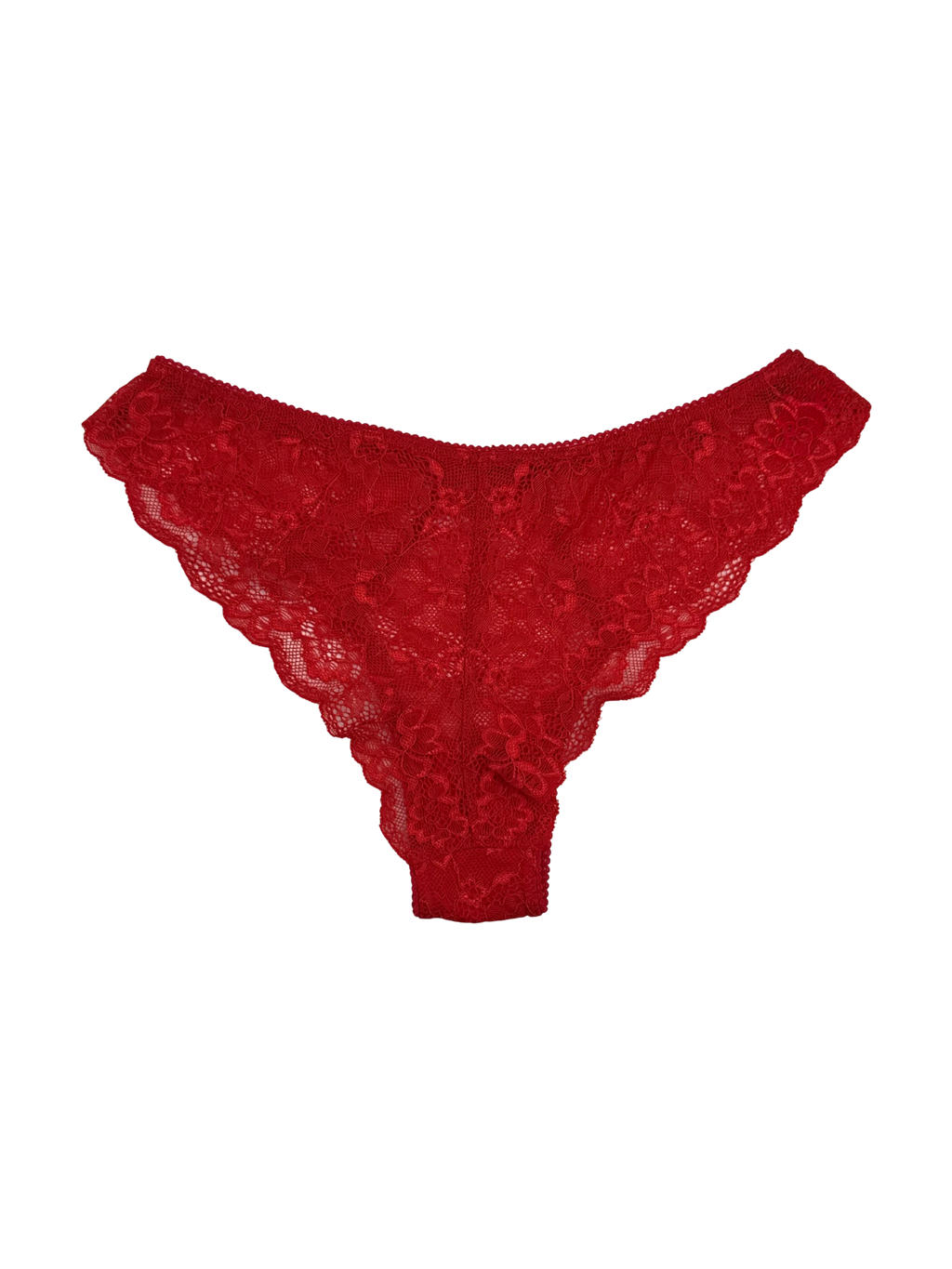 Mid-Rise Lace Brazilian Panties – Red