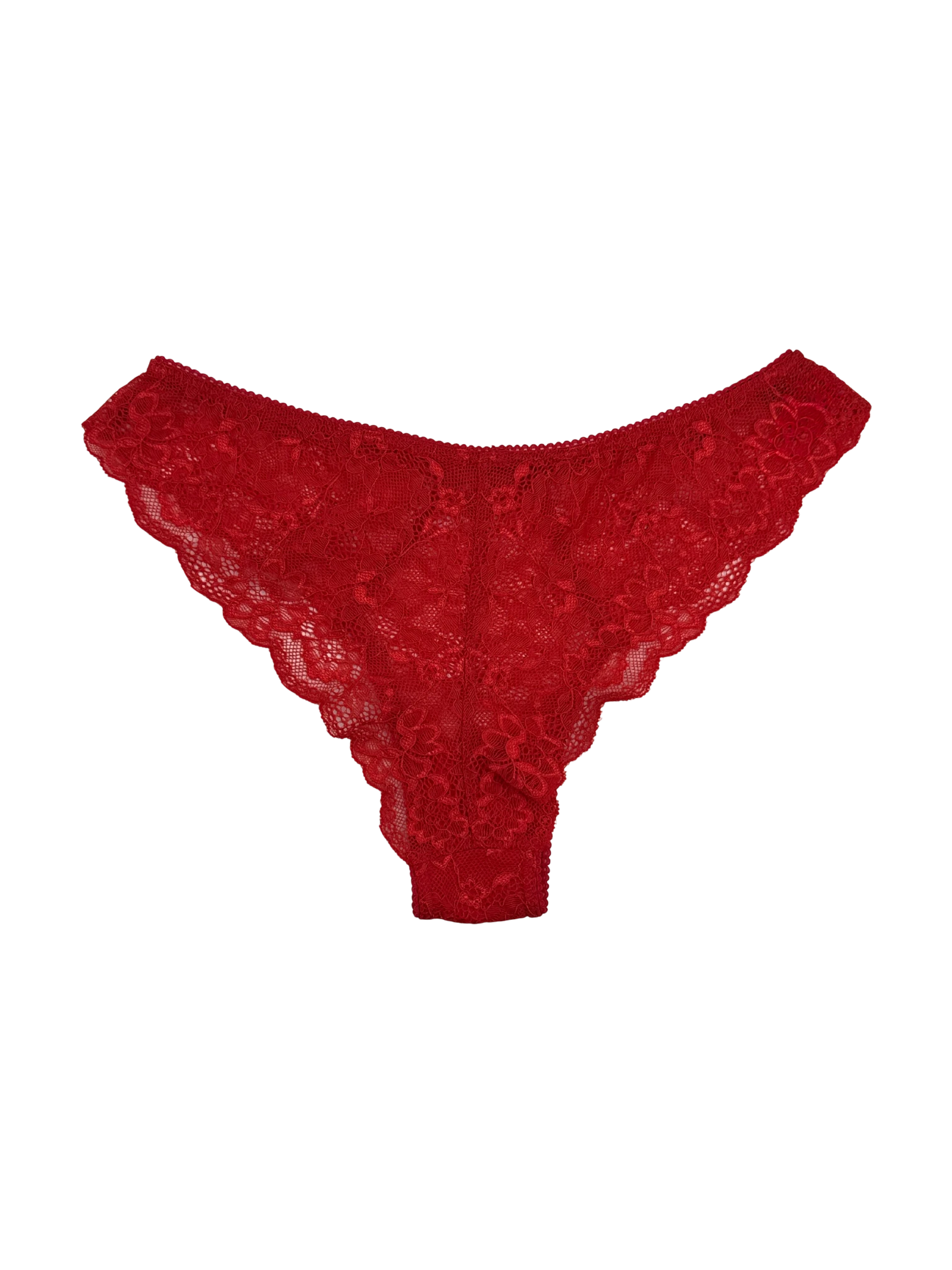 Mid-Rise Lace Brazilian Panties – Red