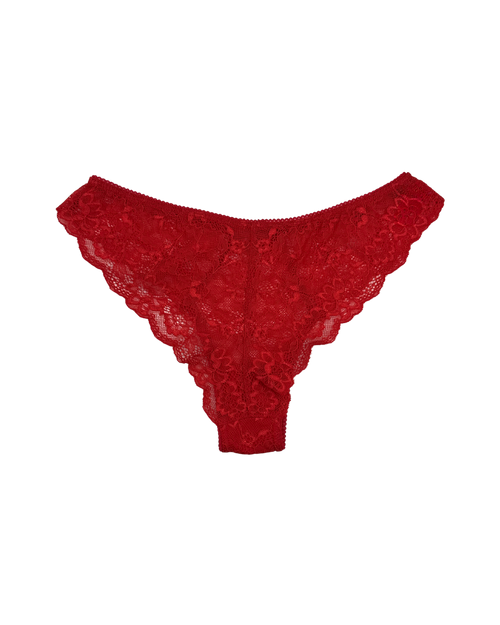 Mid-Rise Lace Brazilian Panties – Red