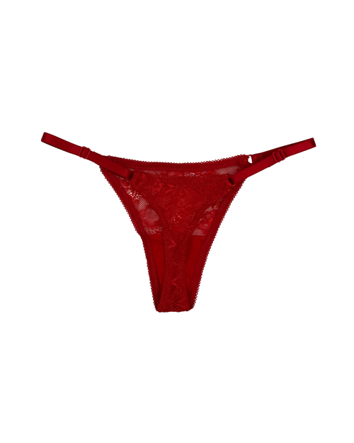 Lace Thong with Adjustable Straps – Red