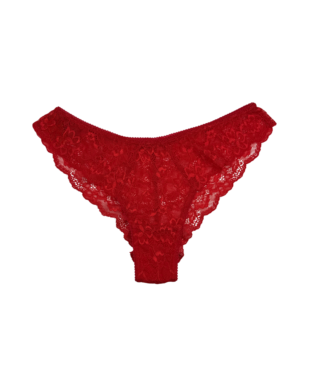 Mid-Rise Lace Brazilian Panties – Red