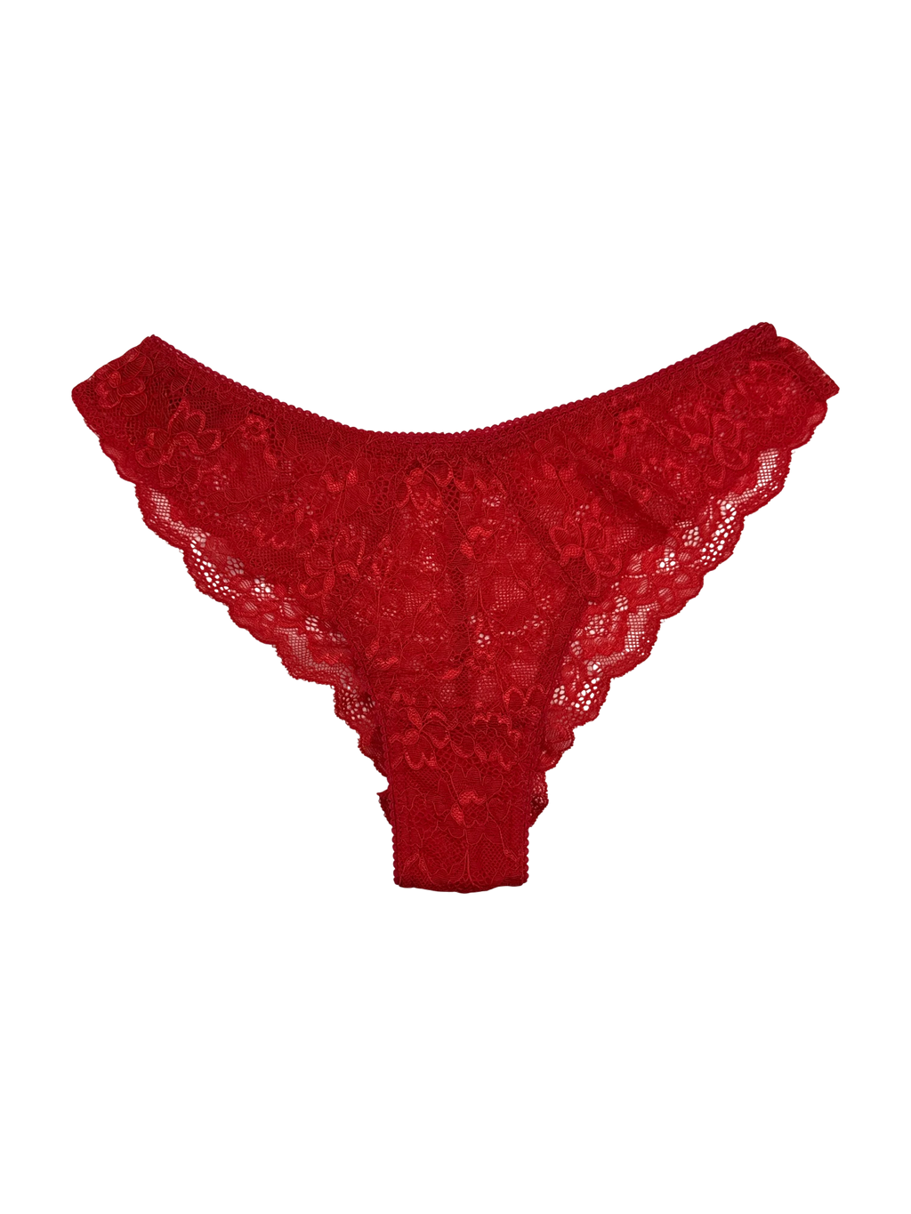 Mid-Rise Lace Brazilian Panties – Red