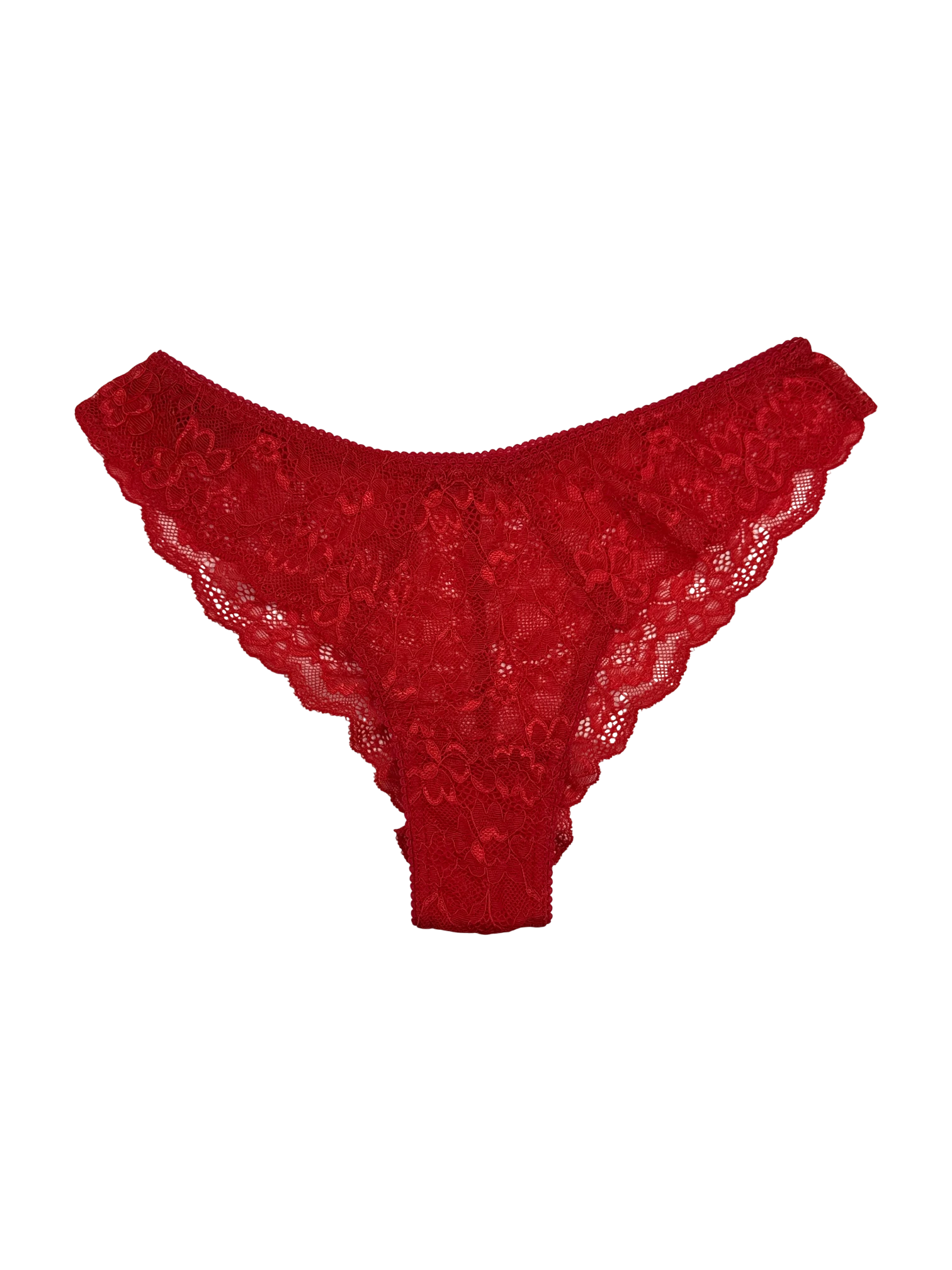 Mid-Rise Lace Brazilian Panties – Red