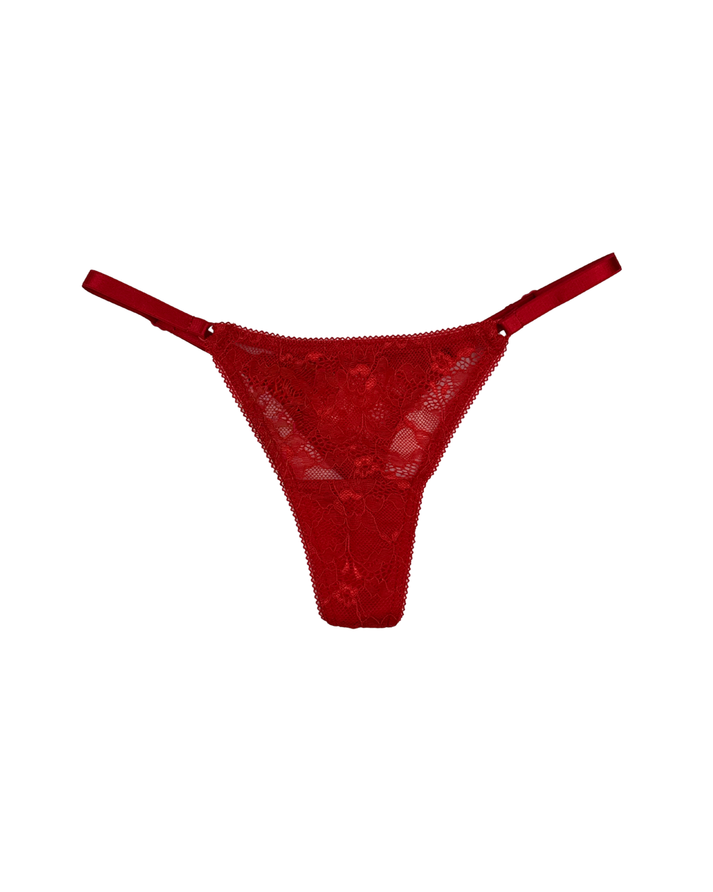 Lace Thong with Adjustable Straps – Red