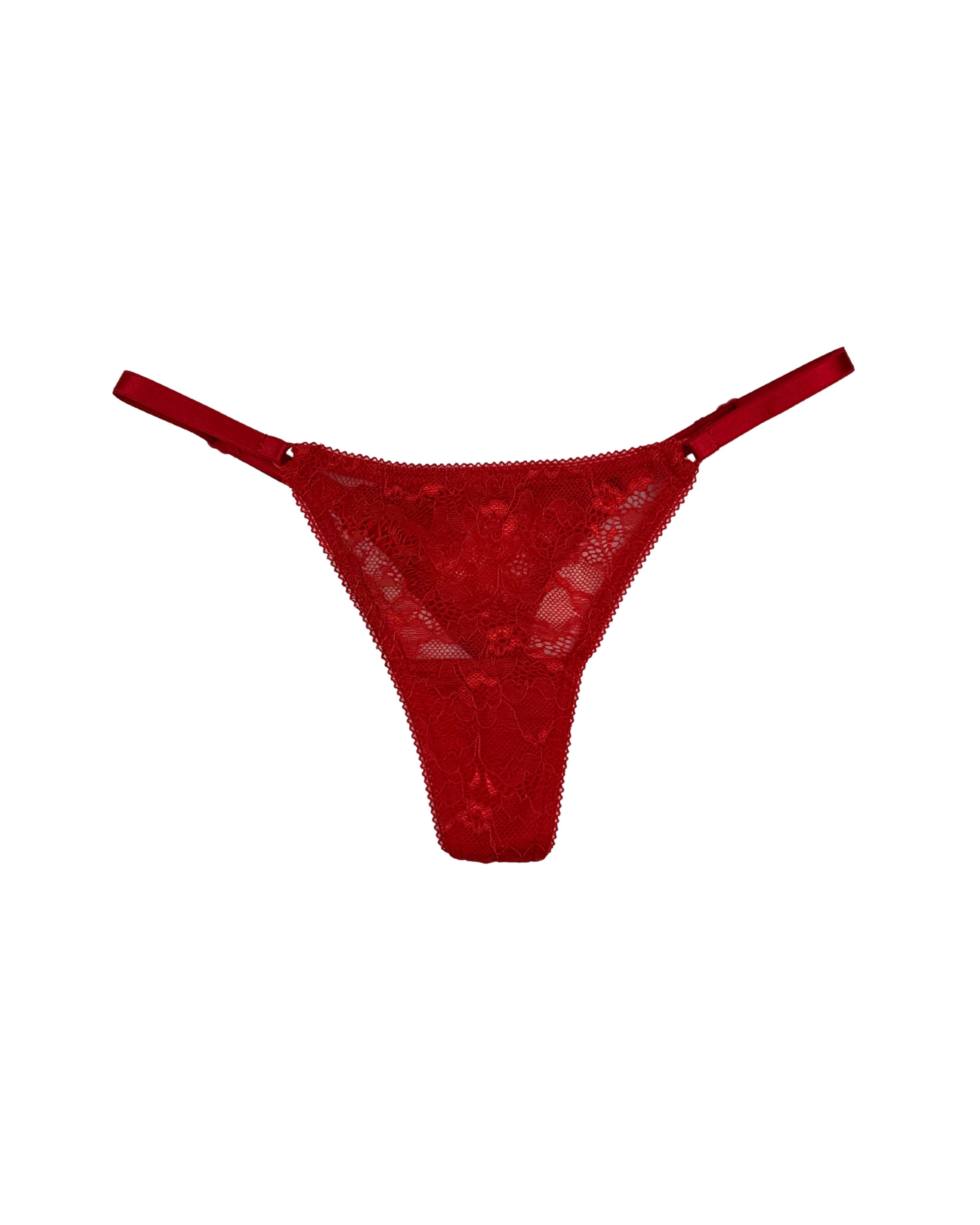 Lace Thong with Adjustable Straps – Red