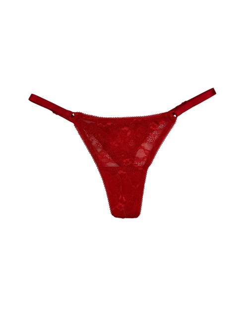 Lace Thong with Adjustable Straps – Red