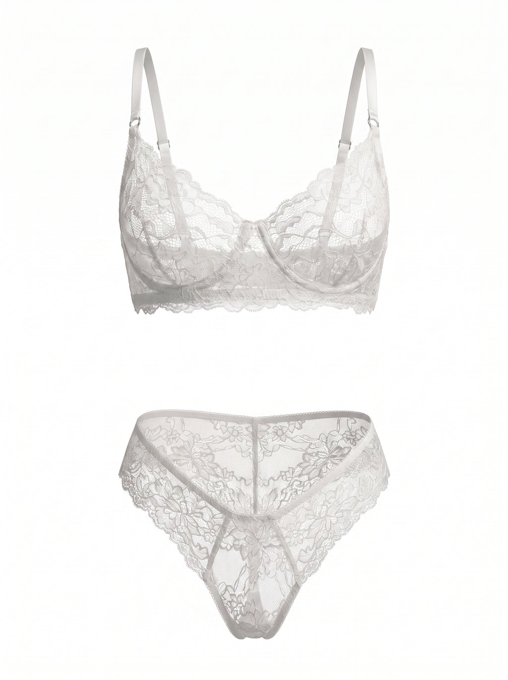 Mid-Rise Lace Brazilian Panties – White
