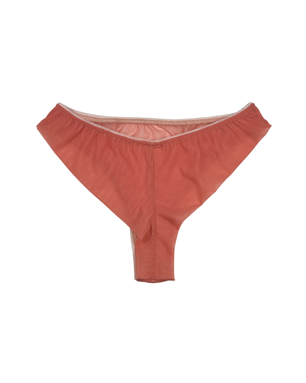 High-Waist Mesh Brazilian Panties – Salmon