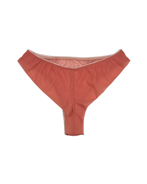 High-Waist Mesh Brazilian Panties – Salmon