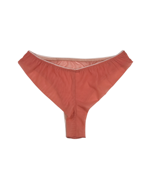 High-Waist Mesh Brazilian Panties – Salmon