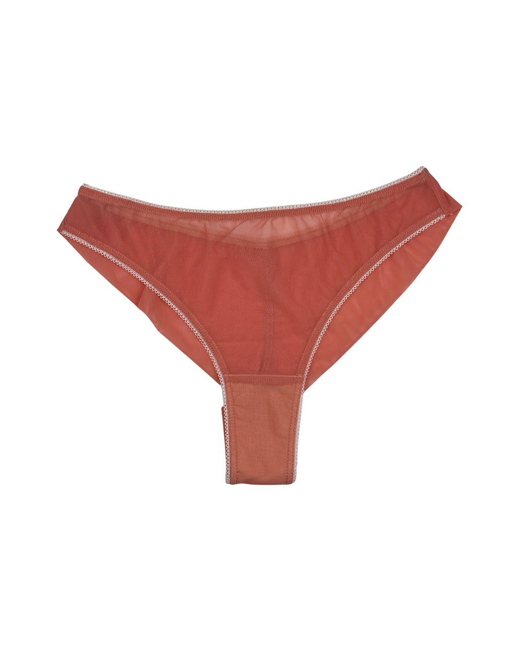 High-Waist Mesh Brazilian Panties – Salmon