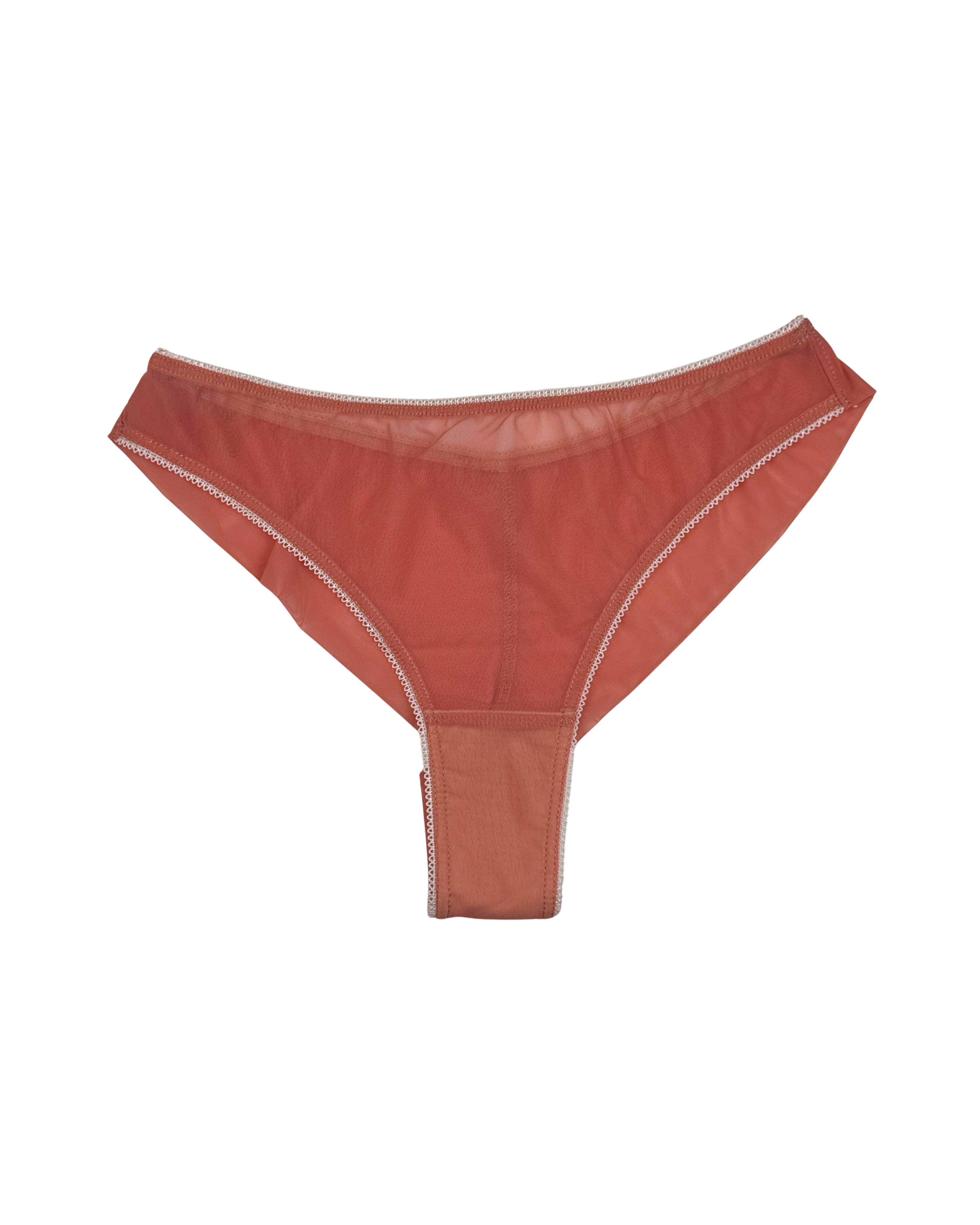High-Waist Mesh Brazilian Panties – Salmon