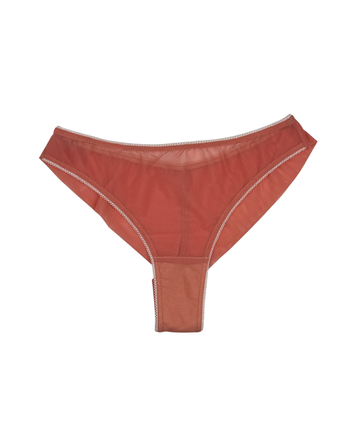 High-Waist Mesh Brazilian Panties – Salmon