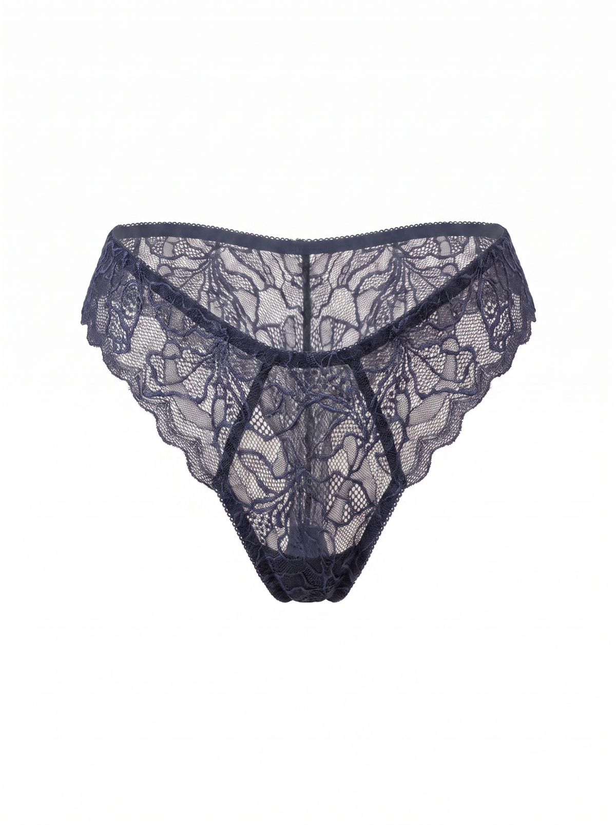 Mid-Rise Lace Brazilian Panties – Blue