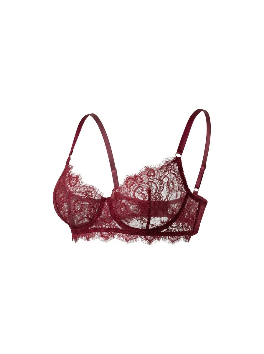 Lace Underwire Bra – Burgundy