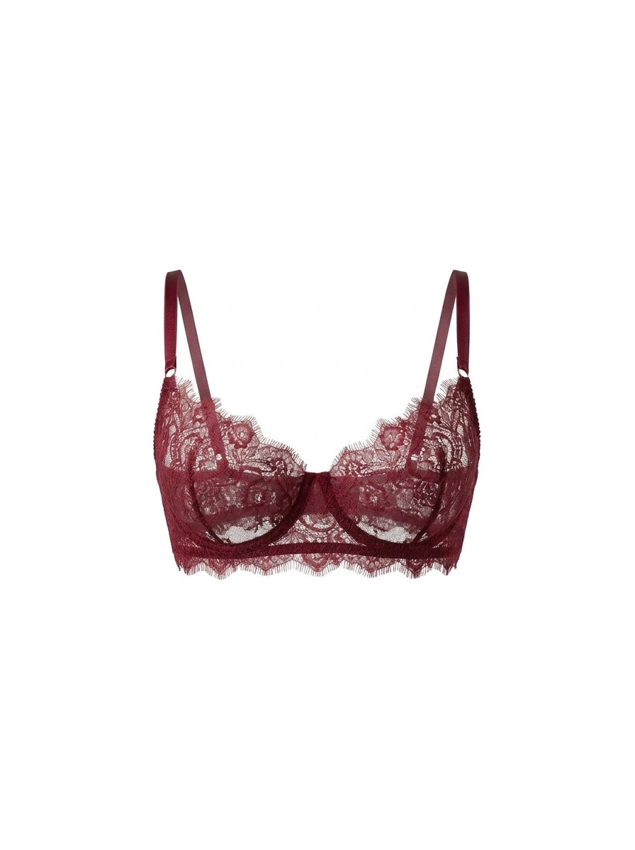Lace Underwire Bra – Burgundy