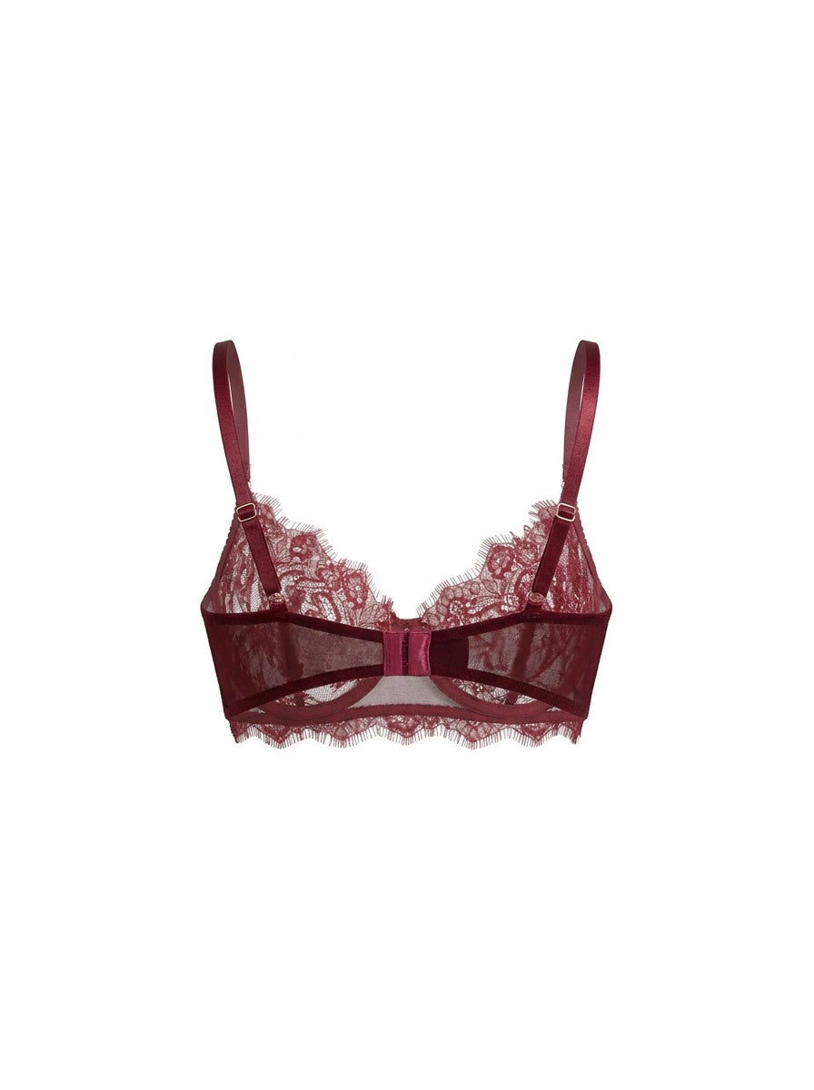 Lace Underwire Bra – Burgundy