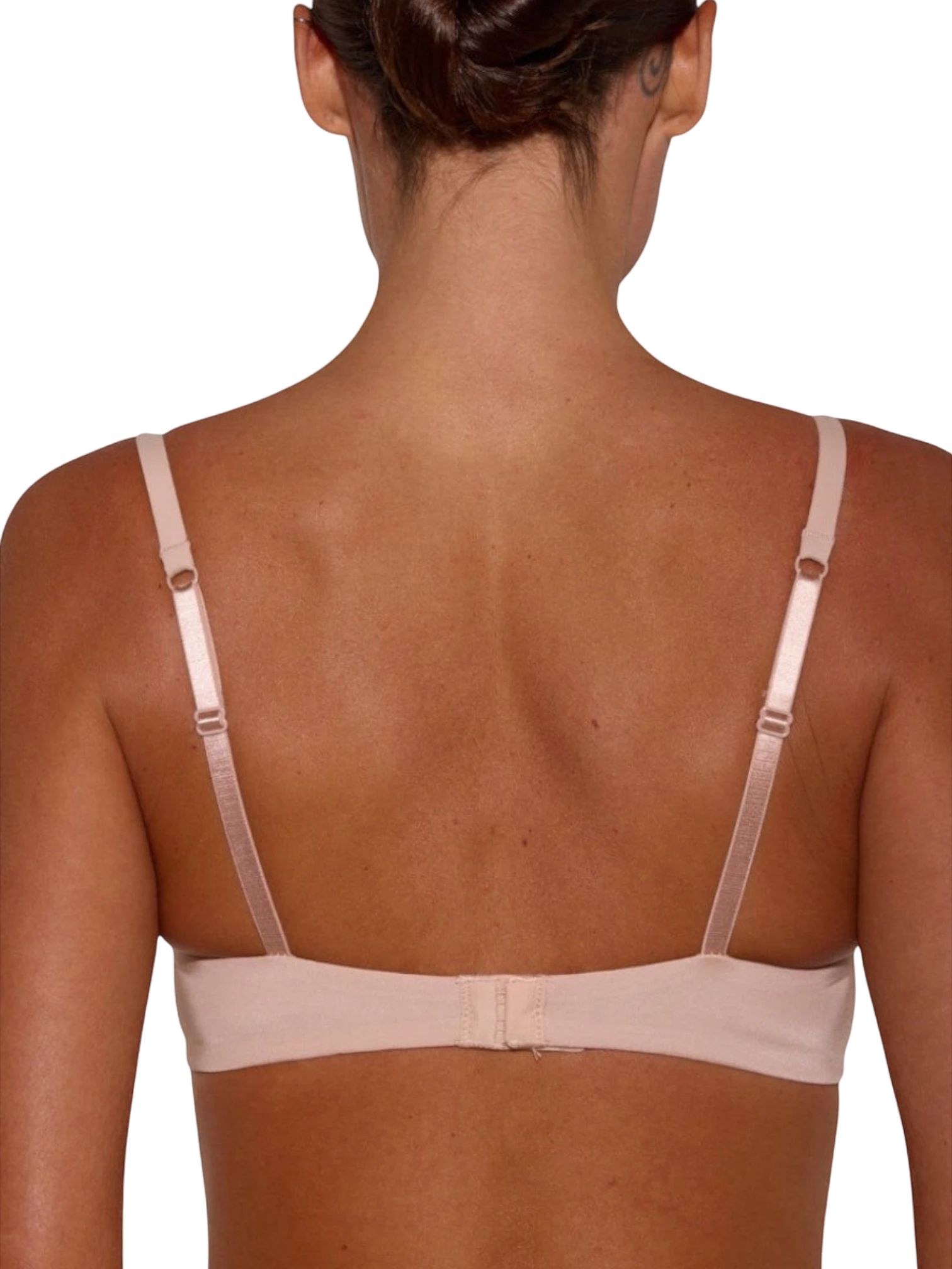 LIA STUDIO LINGERIE Azalea beige push-up bra with adjustable straps, shown from the back on a model