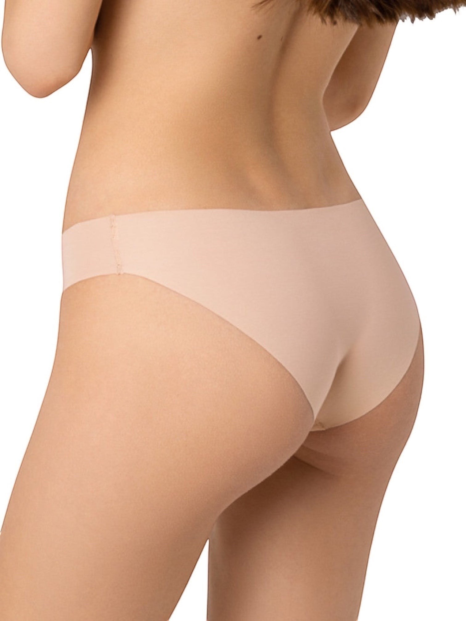 LIA STUDIO LINGERIE Cindy light beige laser-cut seamless cotton bikini panties for an invisible fit under clothing