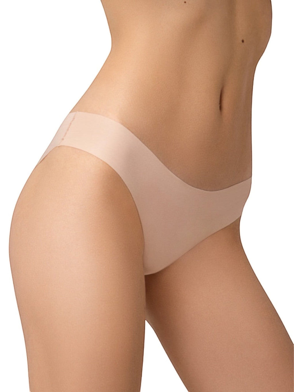 LIA STUDIO LINGERIE light beige seamless bikini panties made from cotton and elastane on a model