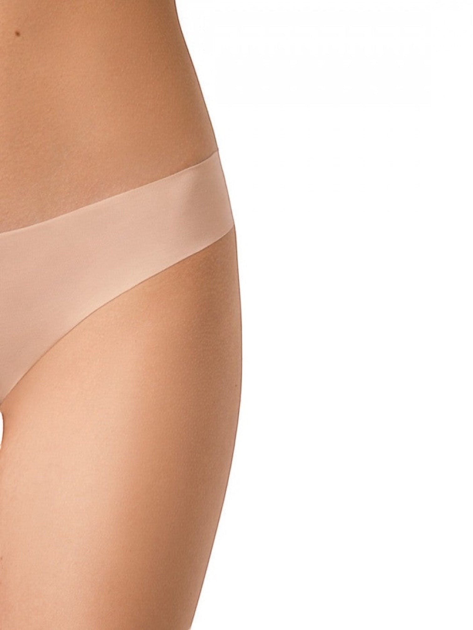 LIA STUDIO LINGERIE Cindy light beige seamless laser-cut cotton bikini panties on a model