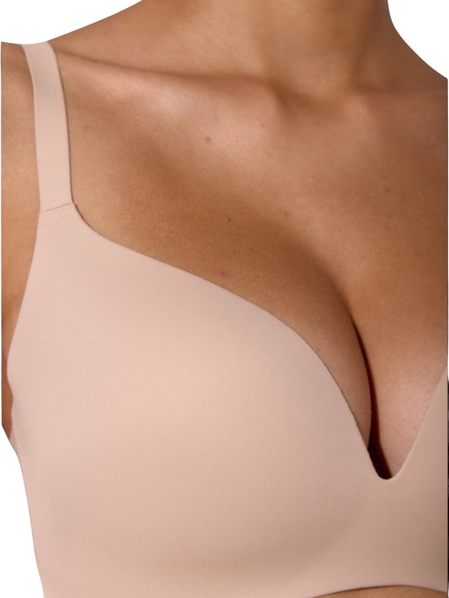 LIA STUDIO LINGERIE Marita beige seamless moulded polyamide bra with laser-cut edges for a smooth fit.