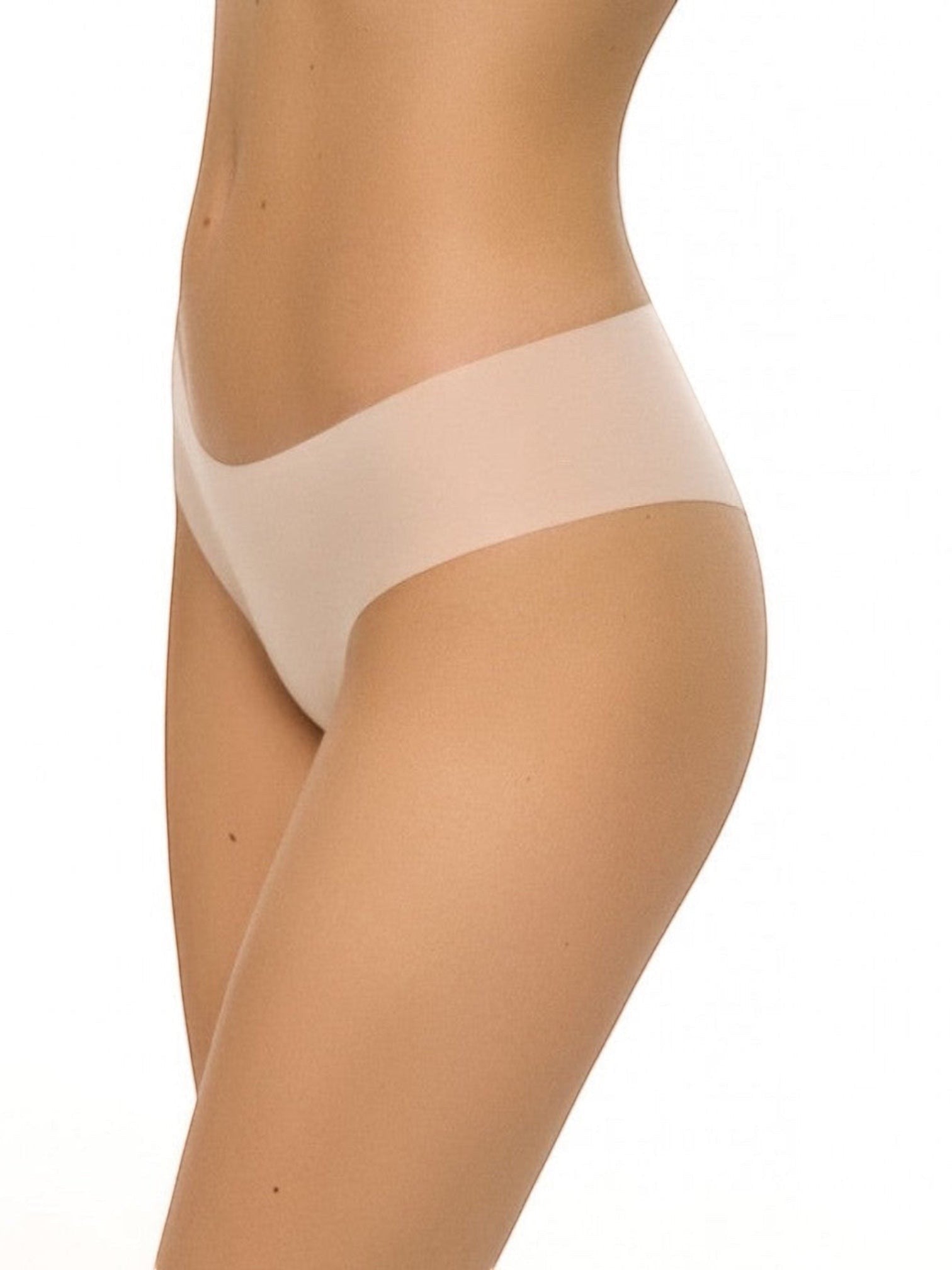 LIA STUDIO LINGERIE Rihanna light beige seamless Brazilian panties with wide sides and laser-cut edges.