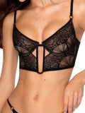 LIA STUDIO LINGERIE black bustier bra with soft cups and lace and mesh thong panties