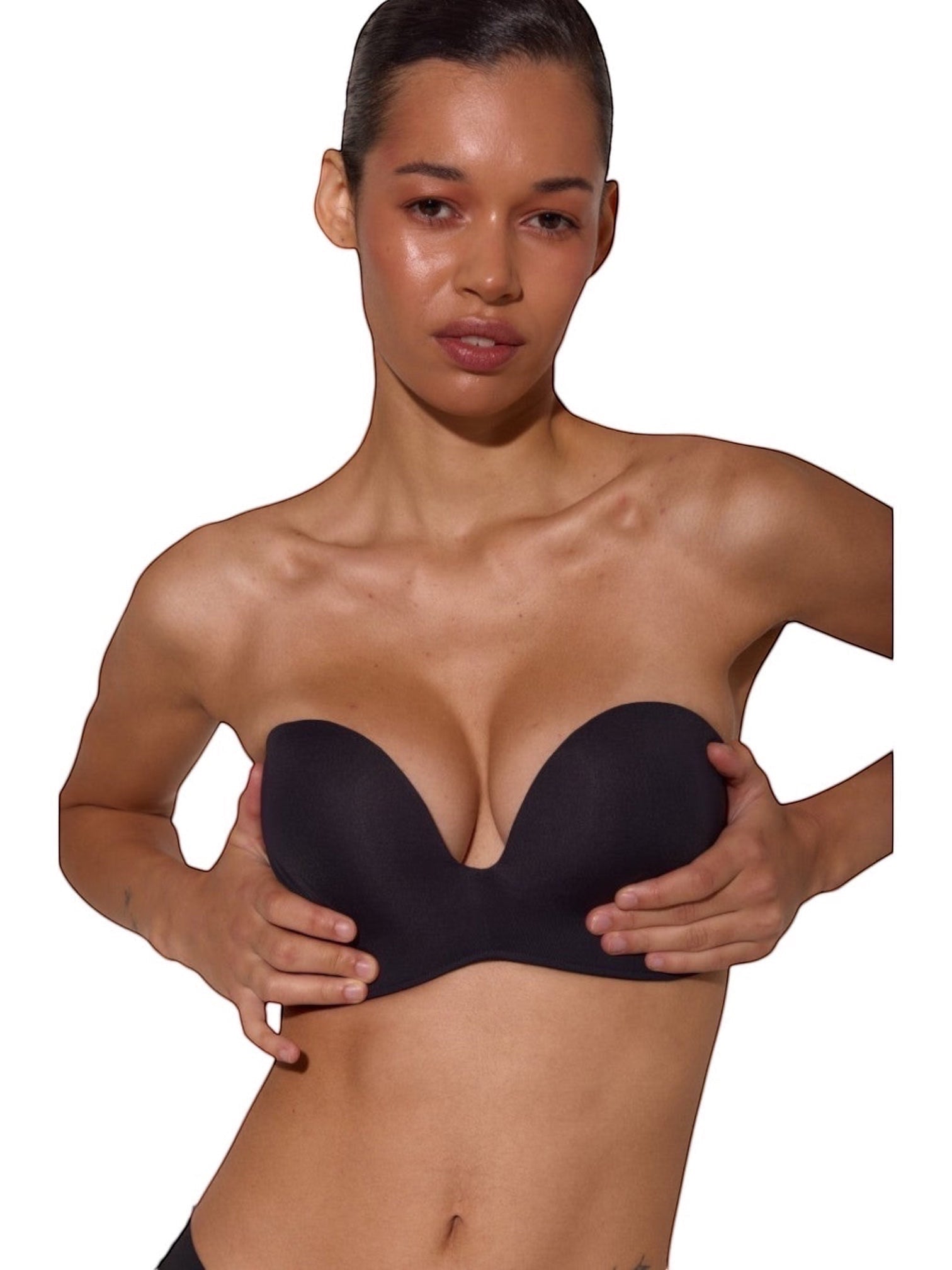 LIA STUDIO LINGERIE Push-Up Wire-free Balconette Bra Caramela - Black, 80% polyamide, 20% spandex
