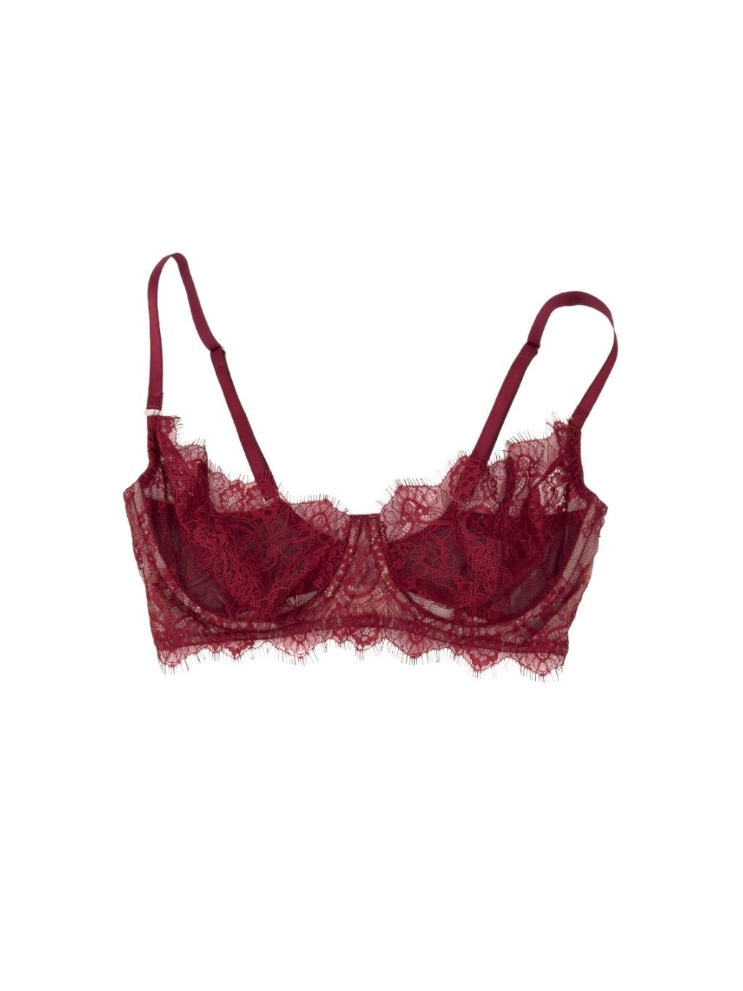 LIA STUDIO LINGERIE burgundy lace bra with underwire and thong panties, made in Ukraine.