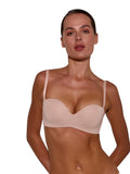 LIA STUDIO LINGERIE Magnolia beige strapless balconette bra in microfiber with double push-up and silicone grip