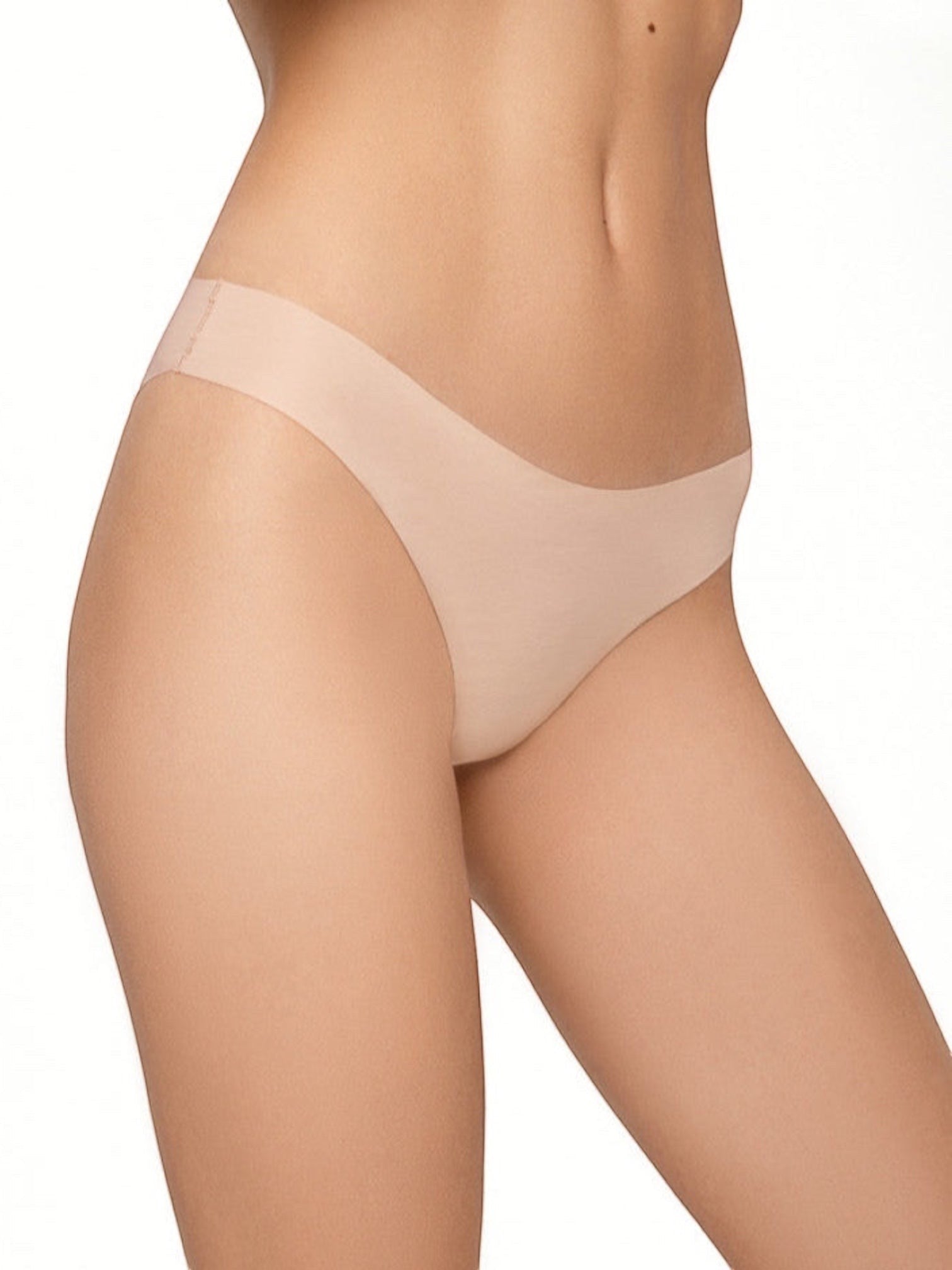 LIA STUDIO LINGERIE Mickey light beige seamless Brazilian cotton panties with laser-cut edges for an invisible fit.