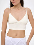 LIA STUDIO LINGERIE Velia milk ribbed cotton cropped top with adjustable straps and soft triangular cups.